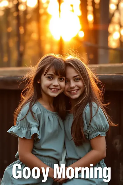 Images de bonne matinée pour fille dans la lumière du matin