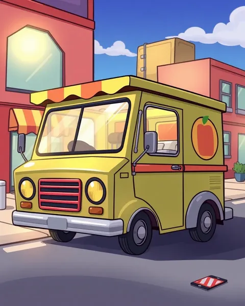 Images de camion de nourriture de cartoon coloré pour un repas amusant