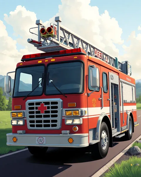 Images de camion de pompiers cartoon amusantes pour le divertissement des enfants