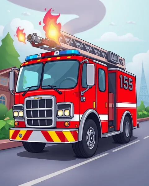 Images de camion de pompiers de bande dessinée pour l'apprentissage et l'éducation des enfants