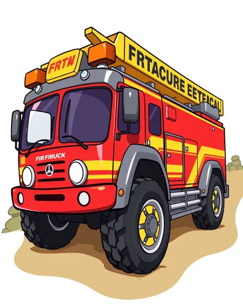 Images de camion de pompiers vintage en cartoon