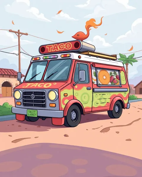 Images de camion de tacos amusantes de cartoons pour les enfants