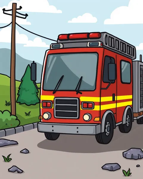 Images de camions de pompiers animées pour le divertissement des tout-petits