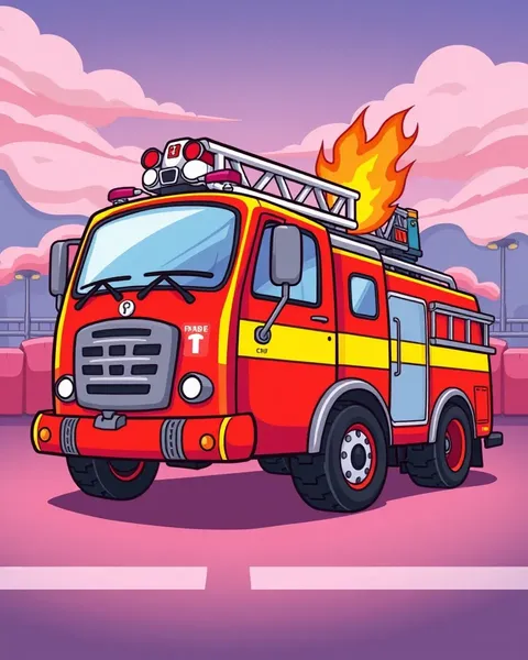 Images de camions de pompiers colorées pour les enfants