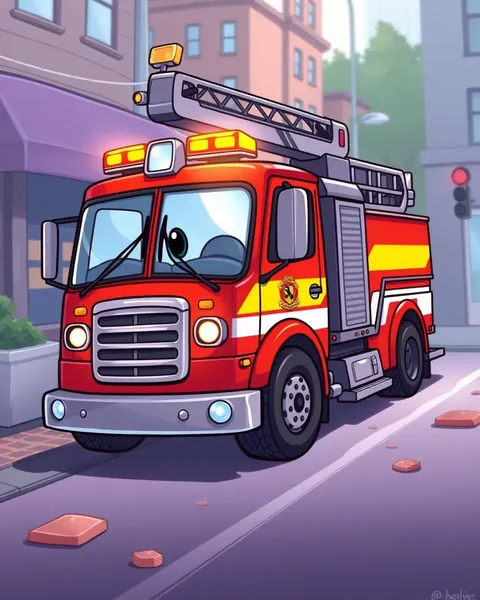 Images de camions de pompiers de cartoon