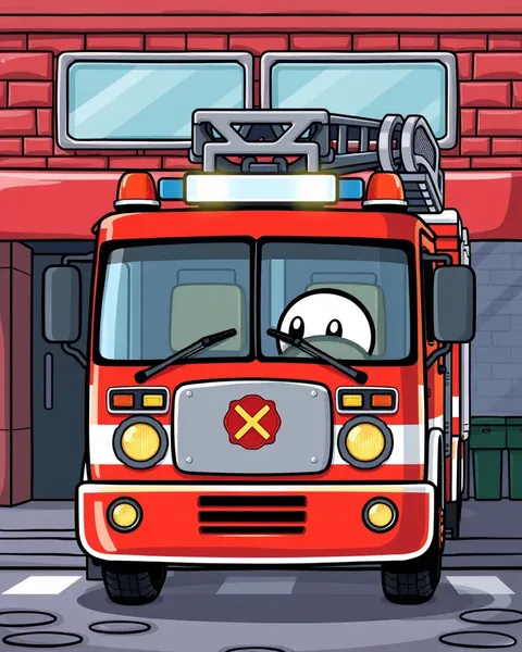 Images de camions de pompiers de dessins animés pour le jeu imaginaire des enfants