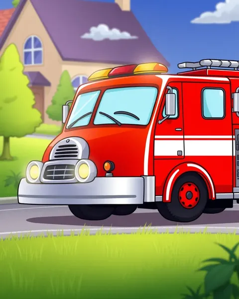 Images de camions de pompiers en animation comique