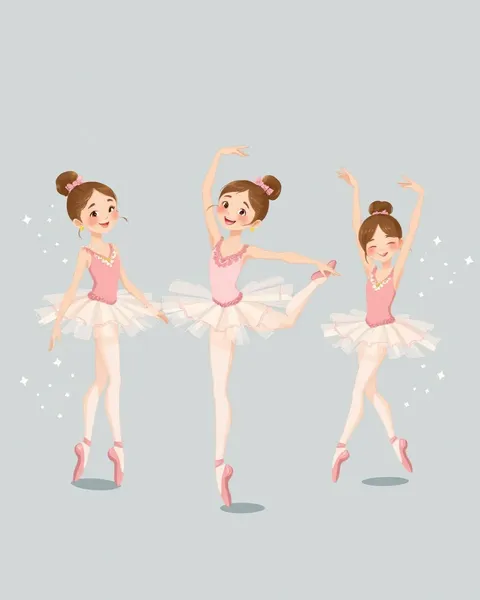 Images de cartoon colorées de ballerines en ballet