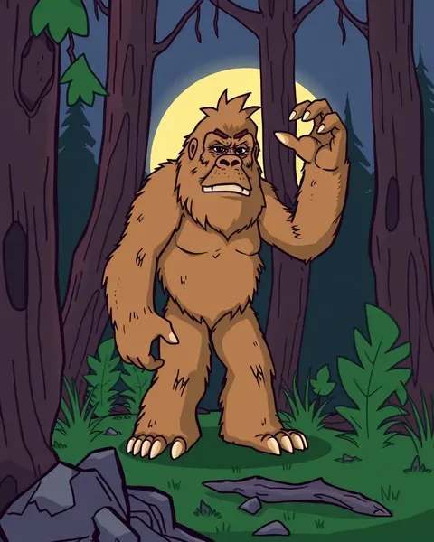 Images de cartoon de Bigfoot aux couleurs vives