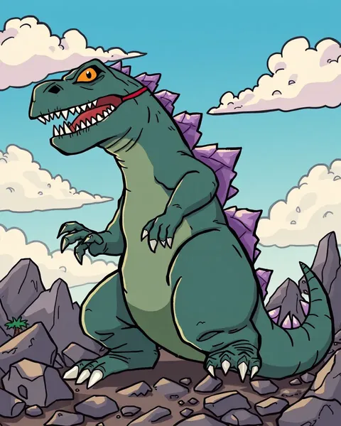 Images de cartoon de Godzilla en couleurs vives