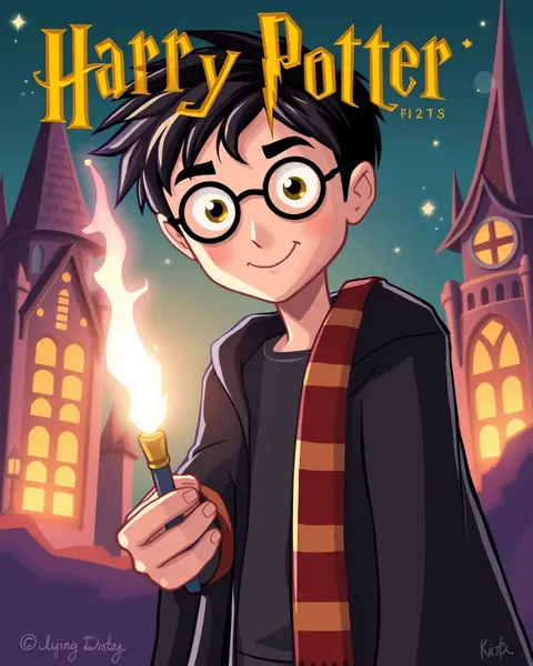 Images de cartoon de Harry Potter en couleurs vives