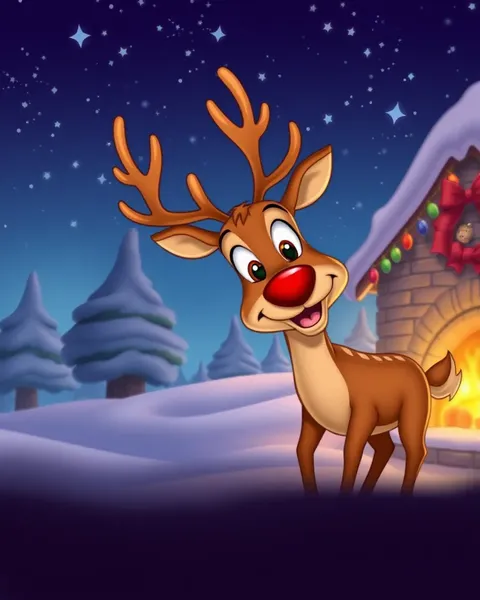 Images de cartoon de Rudolph avec des conceptions brillantes et colorées