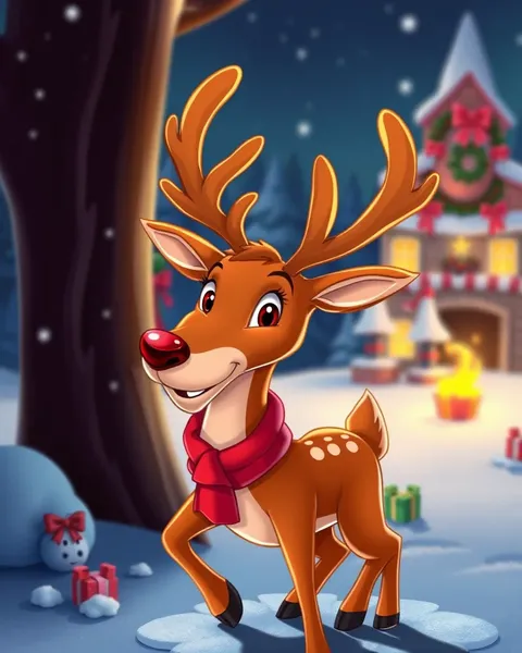 Images de cartoon de Rudolph avec le renne au nez rouge