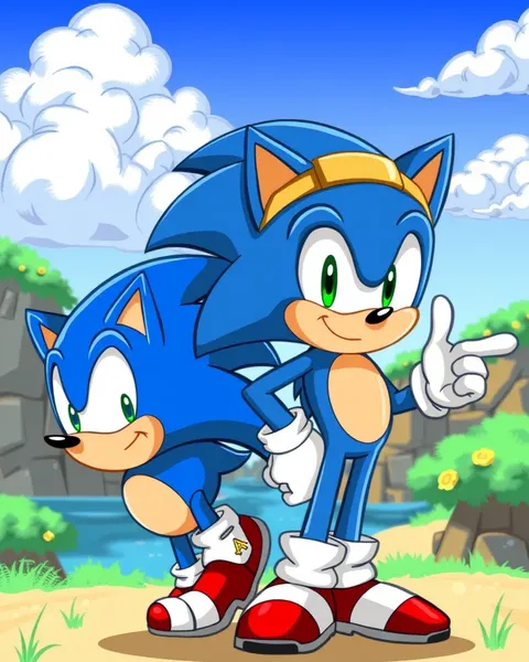 Images de cartoon de Sonic en mode d'action