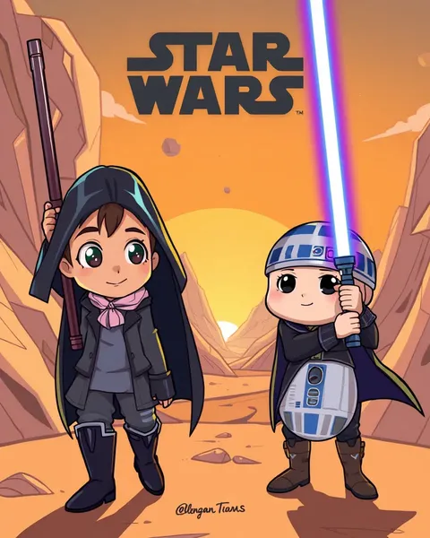 Images de cartoon de Star Wars avec action et aventure