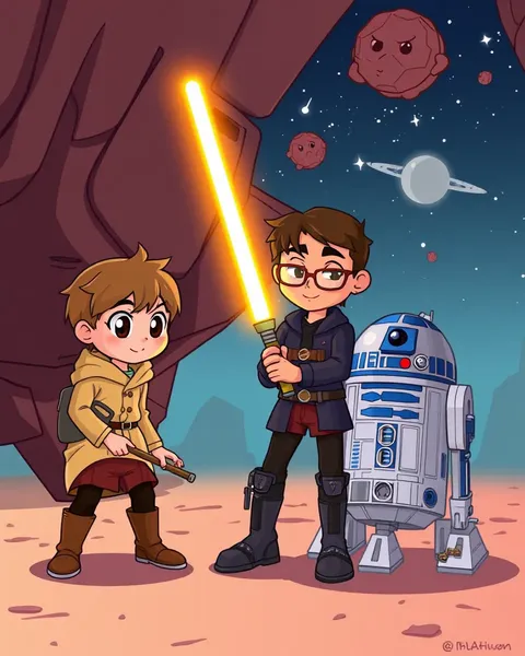 Images de cartoon de Star Wars en animation colorée