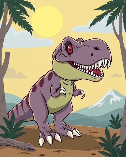 Images de cartoon de T-Rex dans un monde de fantasy