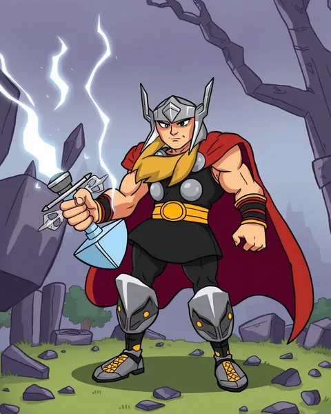 Images de cartoon de Thor avec l'art comique de Marvel