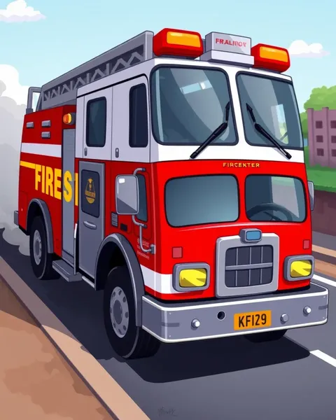 Images de cartoon de camion de pompiers colorées pour le fun