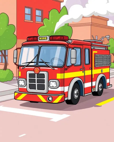 Images de cartoon de camion de pompiers pour des films d'animation