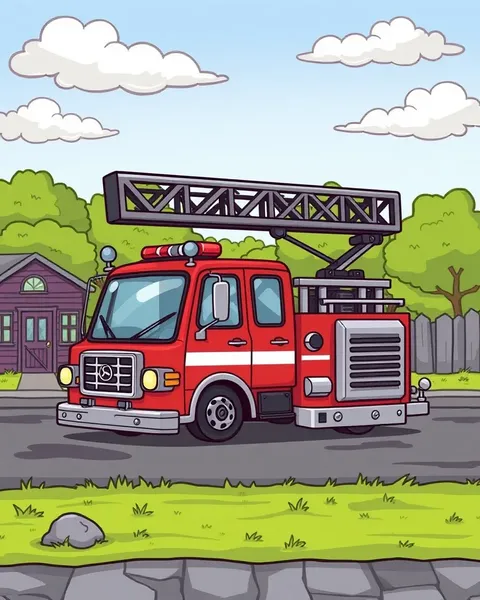 Images de cartoon de camion de pompiers pour les services d'urgence