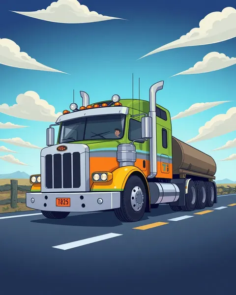 Images de cartoon de camion semi : illustrations légères de véhicules