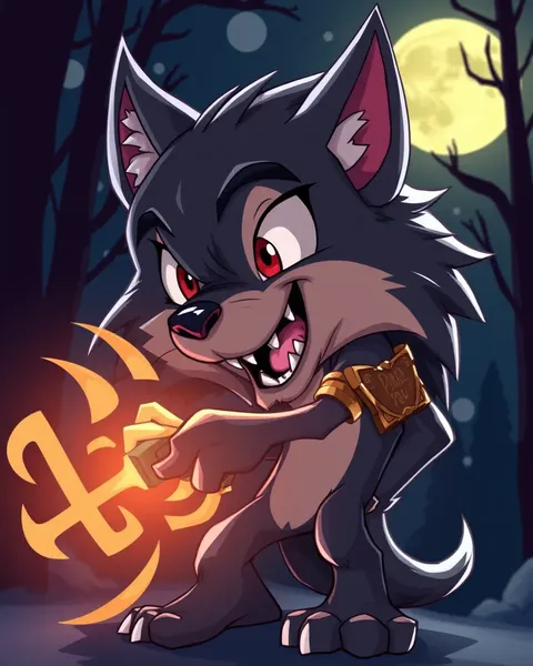 Images de cartoon de loup-garou : artwork coloré de loup-garou