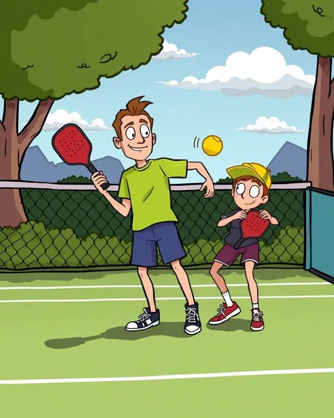 Images de cartoon de pickleball : mondes whimsicaux se réunissent