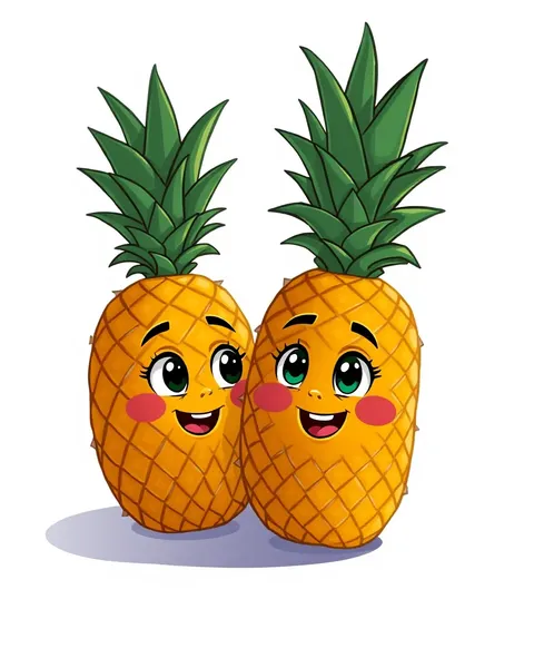 Images de cartoon de pineapple avec des couleurs vives et gaies