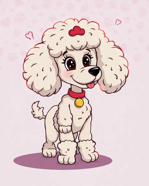 Images de cartoon de poodle : compositions colorées de mignonnes canines