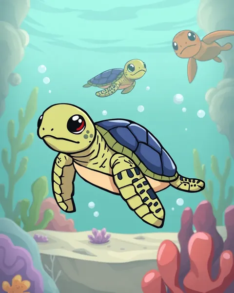 Images de cartoon de tortues de mer