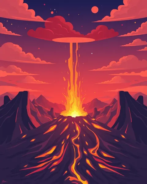 Images de cartoon de volcan pour enfants