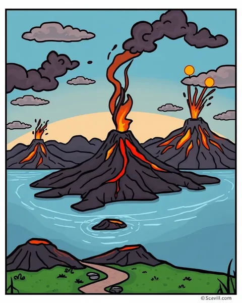 Images de cartoon de volcan pour l'éducation