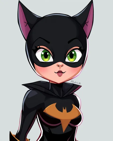 Images de cartoons de Catwoman montrant des antics félines