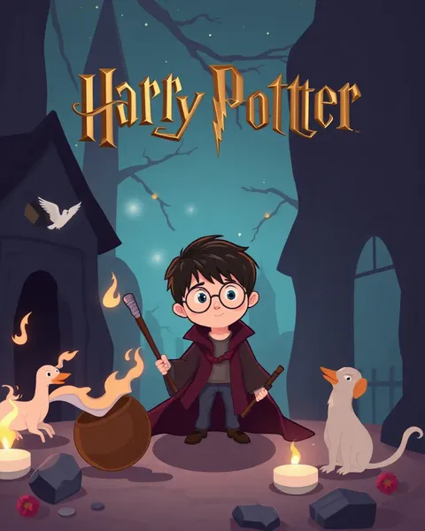 Images de cartoons de Harry Potter en illustrations colorées