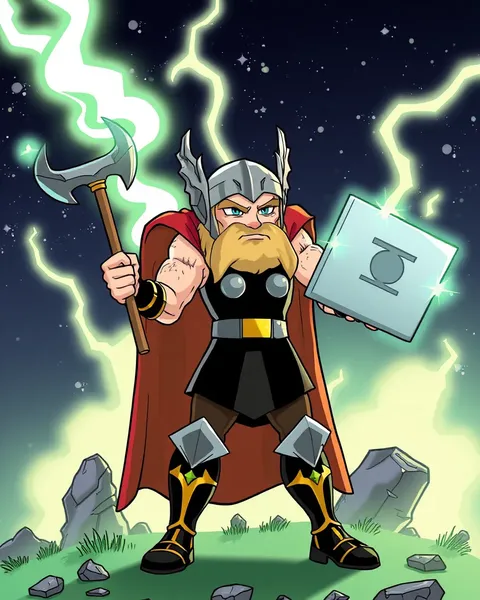 Images de cartoons de Thor montrant sa force surhumaine