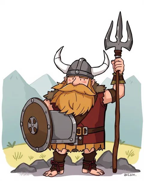 Images de cartoons de Vikings : illustrations des dieux norrois