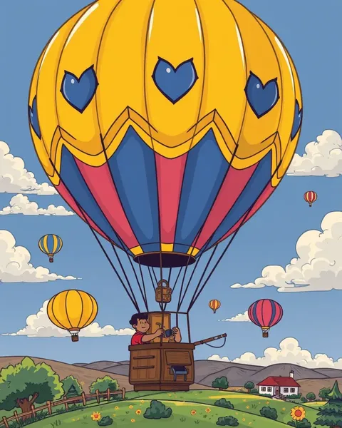 Images de cartoons de ballons d'air chaud en couleurs vives