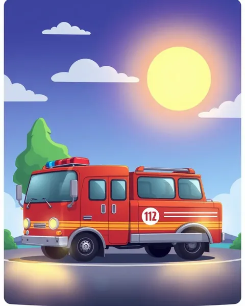 Images de cartoons de camion de pompiers dans style cartoon