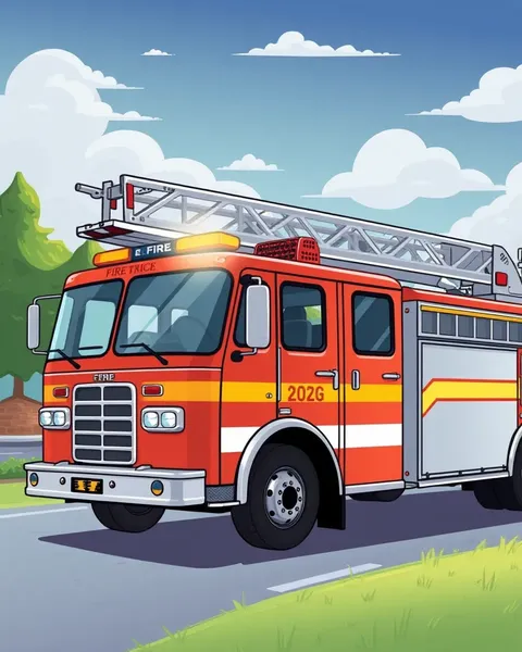 Images de cartoons de camion de pompiers pour apprentissage préscolaire