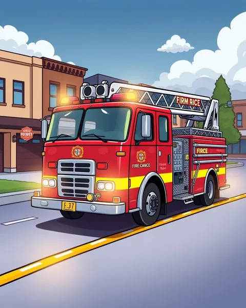 Images de cartoons de camion de pompiers pour sensibilisation à la sécurité incendie