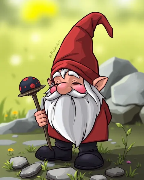 Images de cartoons de gnome : cartons captivants de petits personnages au chapeau rouge