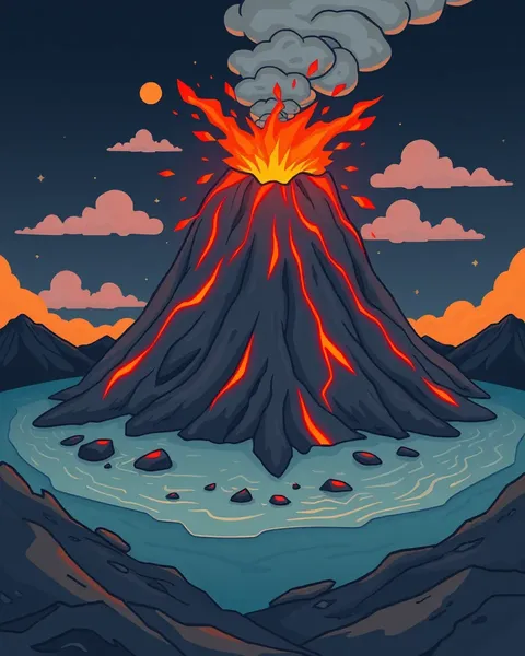 Images de cartoons de volcan pour le bâtiment de monde de fantasy