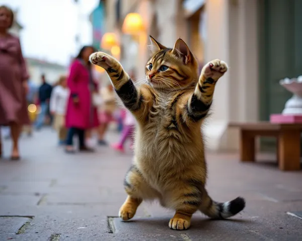 Images de chats dansant libèrent la joie féline