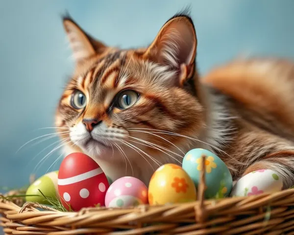 Images de chats de Pâques : Scène douce et ludique