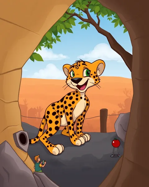 Images de cheetah cartoon avec des couleurs vives et des motifs