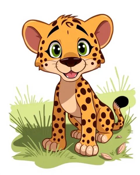 Images de cheetahs de dessins animés avec des couleurs vives et des textures