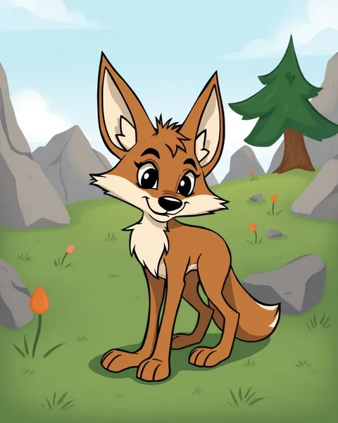 Images de coyote cartoon en couleurs avec illustrations colorées