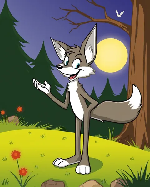 Images de coyote de cartoon avec des postures ridicules et stupides