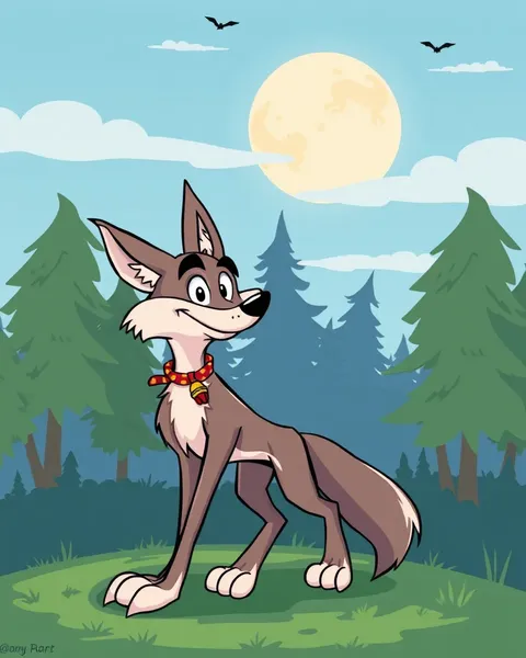 Images de coyote de cartoon dans des settings étranges et ludiques